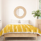 Interrupted Lines Mid-Century Modern Minimalist Abstract Geometric Pattern in Honey Mustard Duvet Cover Gallery Image 3