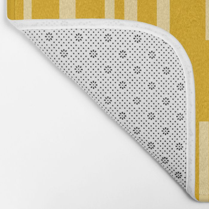 Interrupted Lines Mid-Century Modern Minimalist Abstract Geometric Pattern in Honey Mustard Bath Mat Gallery Image 2