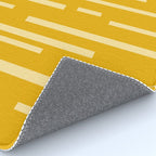 Interrupted Lines Mid-Century Modern Minimalist Abstract Geometric Pattern in Honey Mustard Rug Gallery Image 4