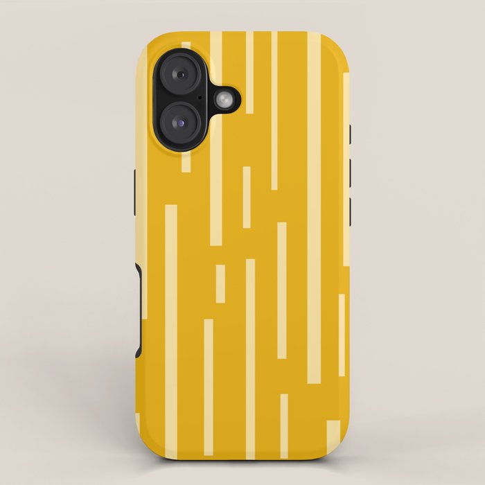 Interrupted Lines Mid-Century Modern Minimalist Abstract Geometric Pattern in Honey Mustard iPhone Case Gallery Image 1