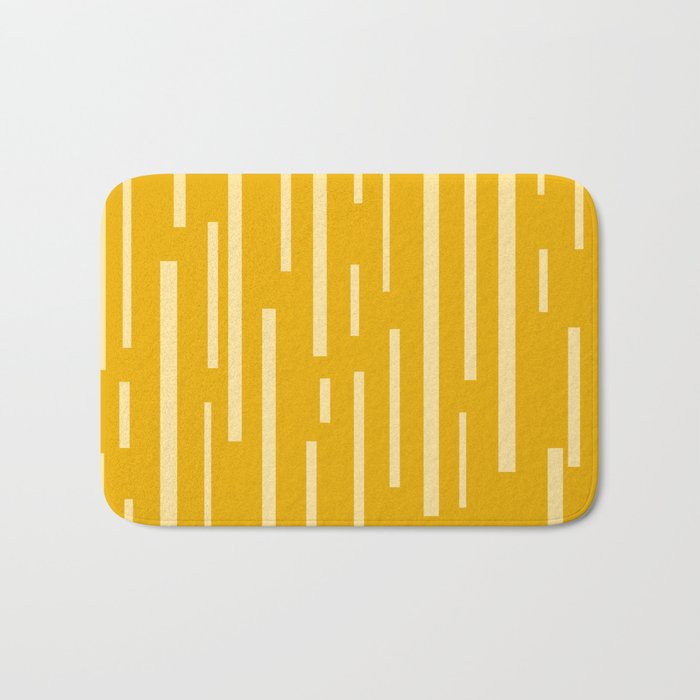 Interrupted Lines Mid-Century Modern Minimalist Abstract Geometric Pattern in Honey Mustard Bath Mat Gallery Image 1