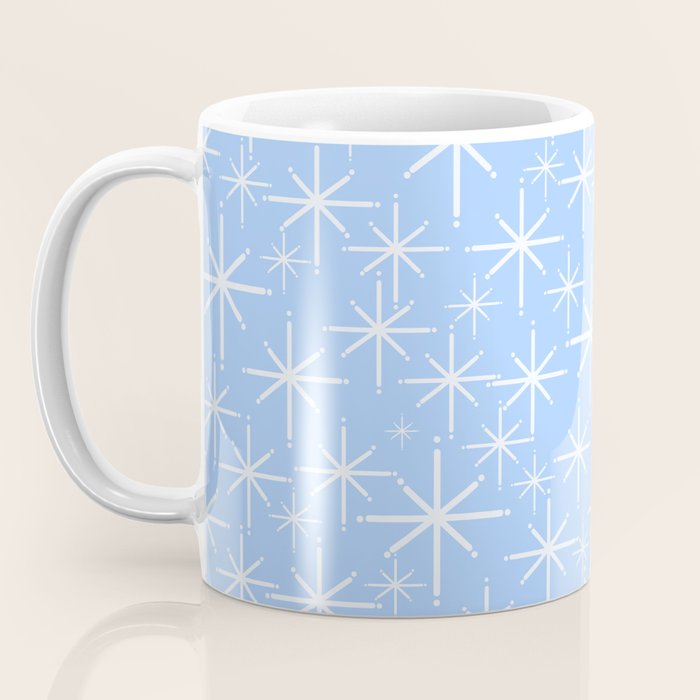 Light Blue Mid Century Modern Twinkling Stars Retro Atomic Pastel Pattern Coffee Mug Gallery Image 3