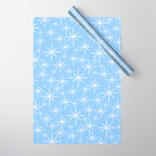 Light Blue Mid Century Modern Twinkling Stars Retro Atomic Pastel Pattern Wrapping Paper Gallery Image 1
