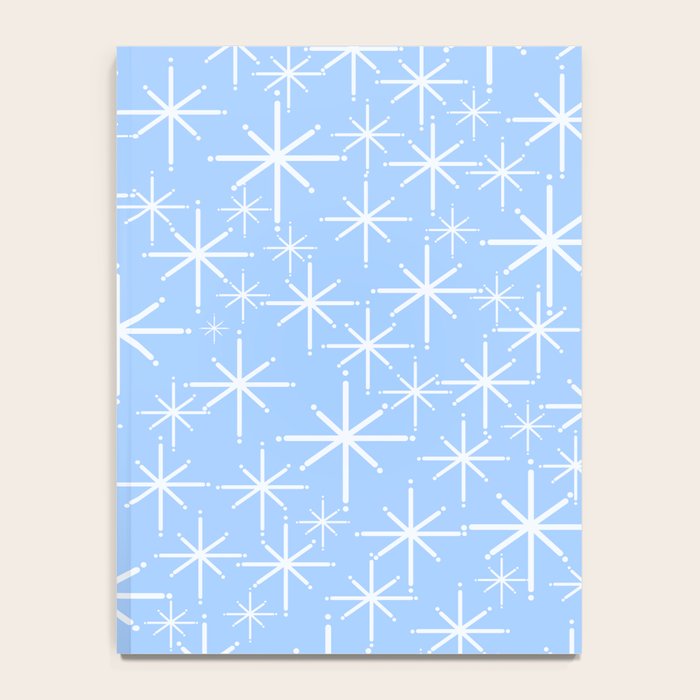 Light Blue Mid Century Modern Twinkling Stars Retro Atomic Pastel Pattern Notebook Gallery Image 4