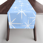 Light Blue Mid Century Modern Twinkling Stars Retro Atomic Pastel Pattern Table Runner Gallery Image 1