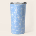 Light Blue Mid Century Modern Twinkling Stars Retro Atomic Pastel Pattern Travel Mug Gallery Image 2