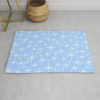 Light Blue Mid Century Modern Twinkling Stars Retro Atomic Pastel Pattern Rug Gallery Image 1