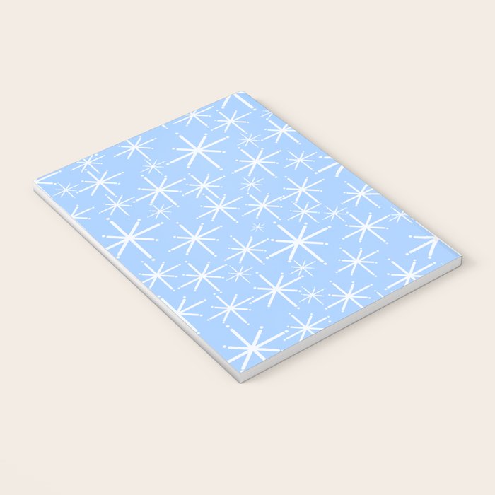 Light Blue Mid Century Modern Twinkling Stars Retro Atomic Pastel Pattern Notebook Gallery Image 3