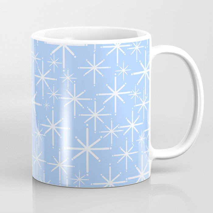 Light Blue Mid Century Modern Twinkling Stars Retro Atomic Pastel Pattern Coffee Mug Gallery Image 1