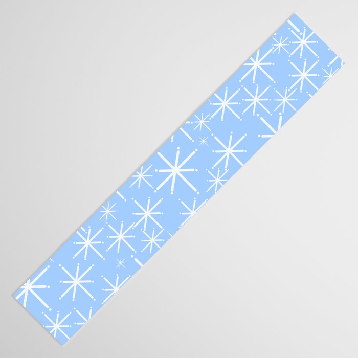 Light Blue Mid Century Modern Twinkling Stars Retro Atomic Pastel Pattern Table Runner Gallery Image 3
