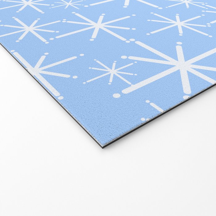 Light Blue Mid Century Modern Twinkling Stars Retro Atomic Pastel Pattern Welcome Mat Gallery Image 2