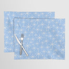 Light Blue Mid Century Modern Twinkling Stars Retro Atomic Pastel Pattern Placemat Gallery Image 1