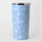 Light Blue Mid Century Modern Twinkling Stars Retro Atomic Pastel Pattern Travel Mug Gallery Image 1