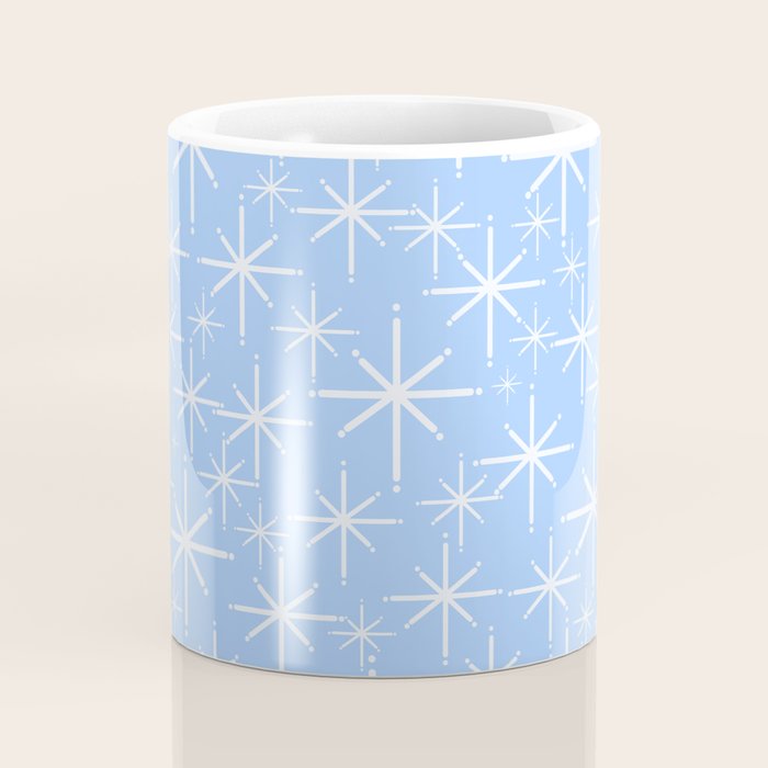 Light Blue Mid Century Modern Twinkling Stars Retro Atomic Pastel Pattern Coffee Mug Gallery Image 4