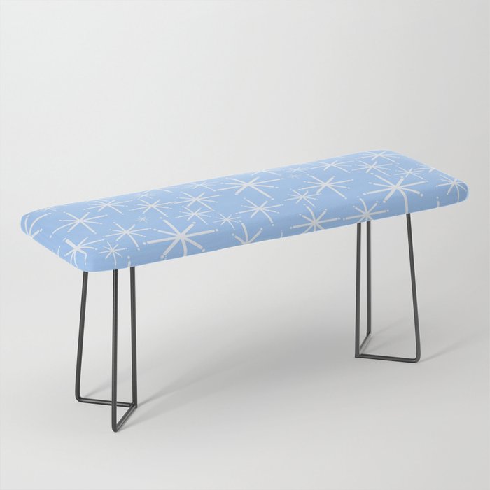 Light Blue Mid Century Modern Twinkling Stars Retro Atomic Pastel Pattern Bench Gallery Image 1