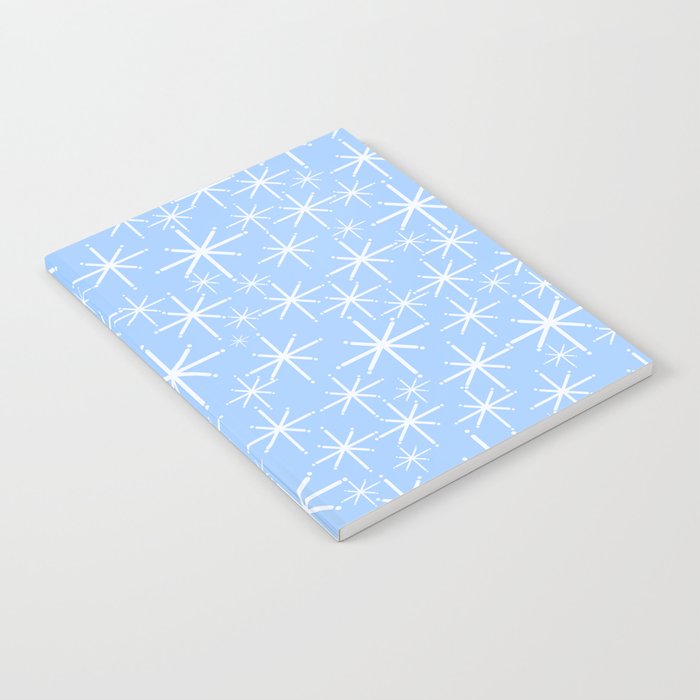 Light Blue Mid Century Modern Twinkling Stars Retro Atomic Pastel Pattern Notebook Gallery Image 1