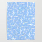 Light Blue Mid Century Modern Twinkling Stars Retro Atomic Pastel Pattern Poster Gallery Image 4