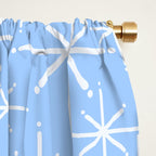 Light Blue Mid Century Modern Twinkling Stars Retro Atomic Pastel Pattern Window Curtain Gallery Image 2