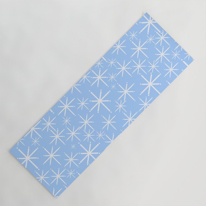 Light Blue Mid Century Modern Twinkling Stars Retro Atomic Pastel Pattern Yoga Mat Gallery Image 1