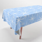 Light Blue Mid Century Modern Twinkling Stars Retro Atomic Pastel Pattern Tablecloth Gallery Image 1
