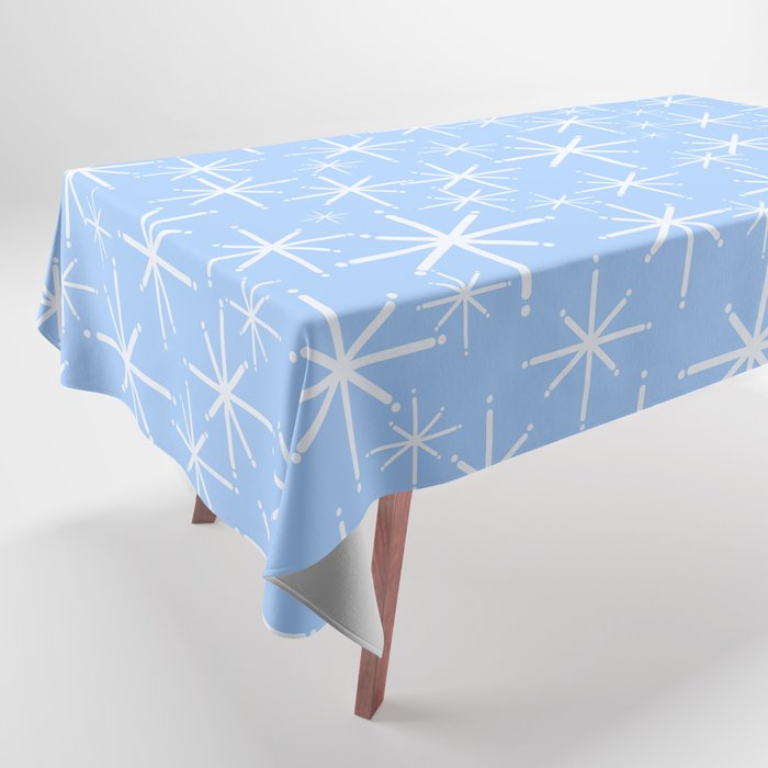 Light Blue Mid Century Modern Twinkling Stars Retro Atomic Pastel Pattern Tablecloth Gallery Image 1