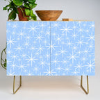 Light Blue Mid Century Modern Twinkling Stars Retro Atomic Pastel Pattern Credenza Gallery Image 1
