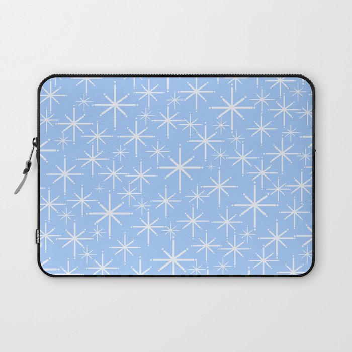 Light Blue Mid Century Modern Twinkling Stars Retro Atomic Pastel Pattern Laptop Sleeve Gallery Image 1
