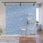 Light Blue Mid Century Modern Twinkling Stars Retro Atomic Pastel Pattern Wall Mural Gallery Image 1