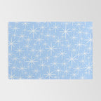 Light Blue Mid Century Modern Twinkling Stars Retro Atomic Pastel Pattern Rug Gallery Image 2