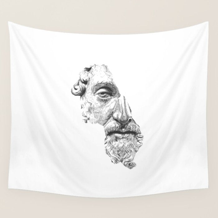 MARCUS AURELIUS ANTONINUS AUGUSTUS / black / white Wall Tapestry Gallery Image 4