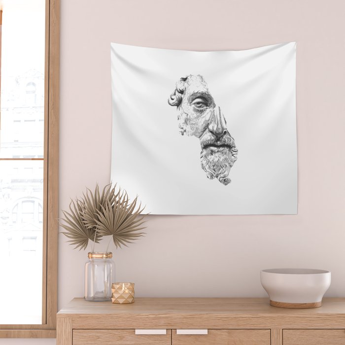 MARCUS AURELIUS ANTONINUS AUGUSTUS / black / white Wall Tapestry Gallery Image 2