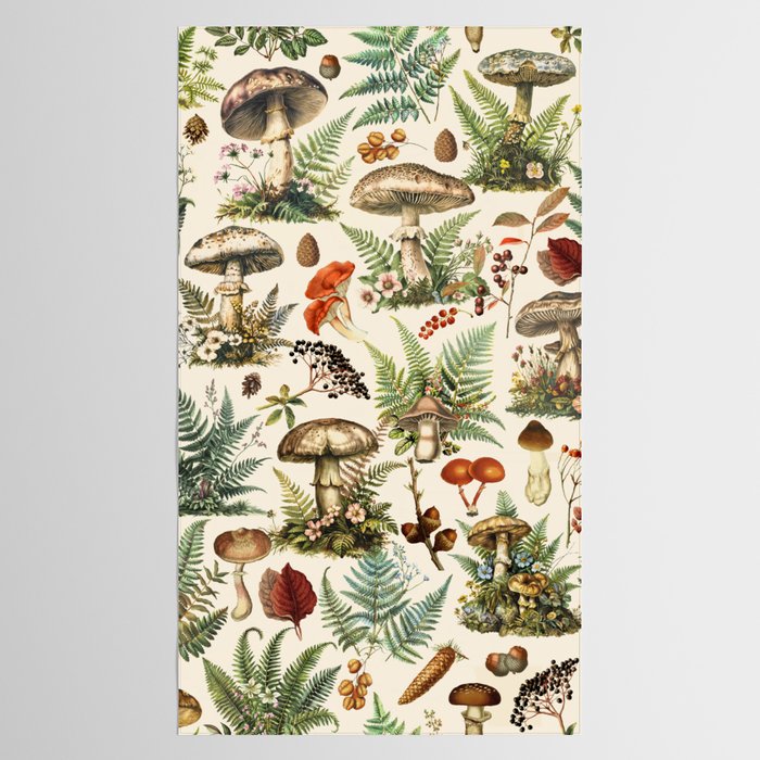 Woodland Vibes Mushroom And Fern Pattern Tablecloth Gallery Image 2