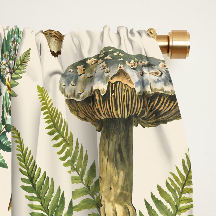 Woodland Vibes Mushroom And Fern Pattern Window Curtain Gallery Image 2