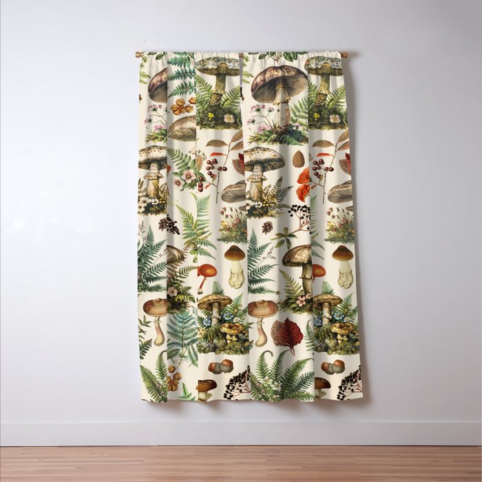 Woodland Vibes Mushroom And Fern Pattern Window Curtain Gallery Image 3