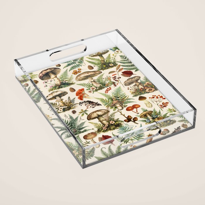 Woodland Vibes Mushroom And Fern Pattern Acrylic Tray Gallery Image 1