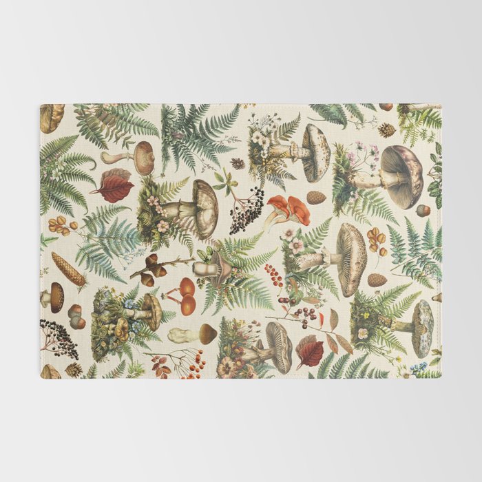 Woodland Vibes Mushroom And Fern Pattern Rug Gallery Image 2