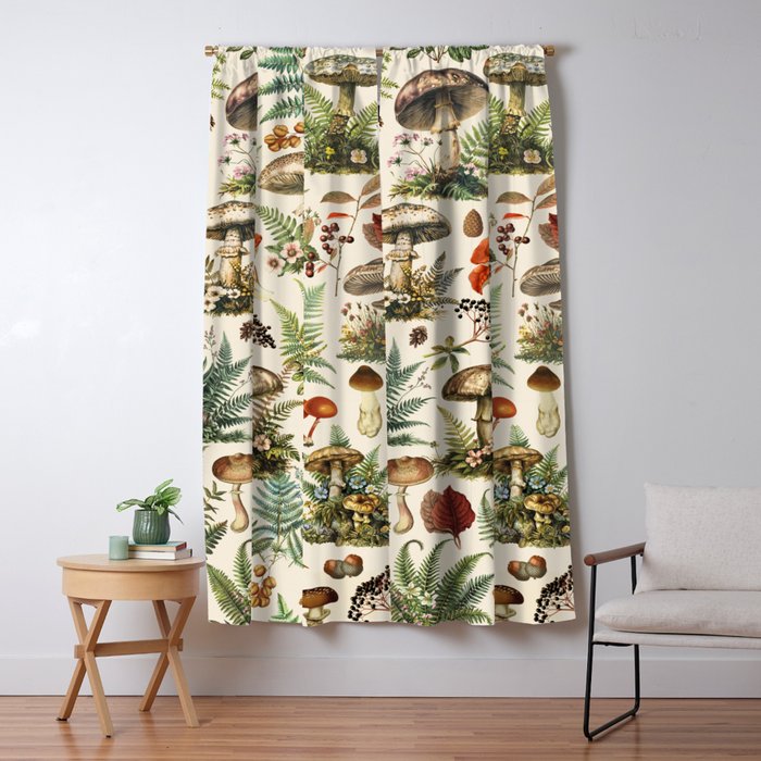 Woodland Vibes Mushroom And Fern Pattern Window Curtain Gallery Image 5