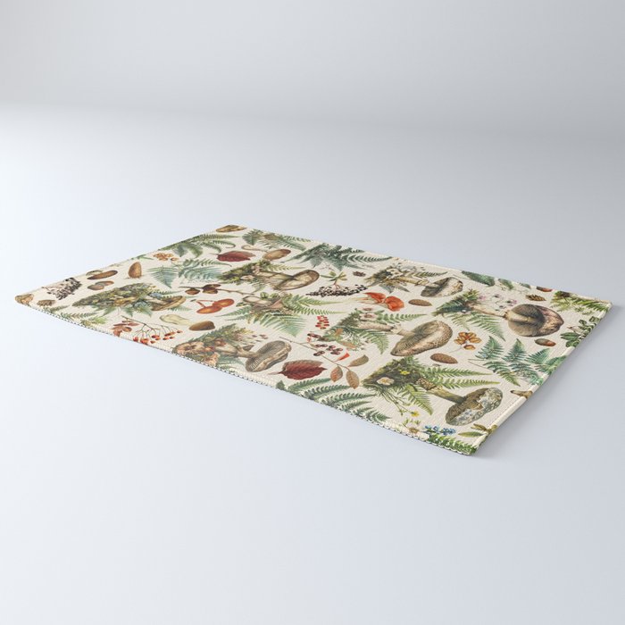 Woodland Vibes Mushroom And Fern Pattern Rug Gallery Image 3