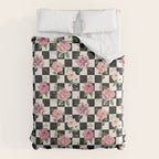 Moonlit Hollow Vintage Checkered Floral Duvet Cover Gallery Image 6