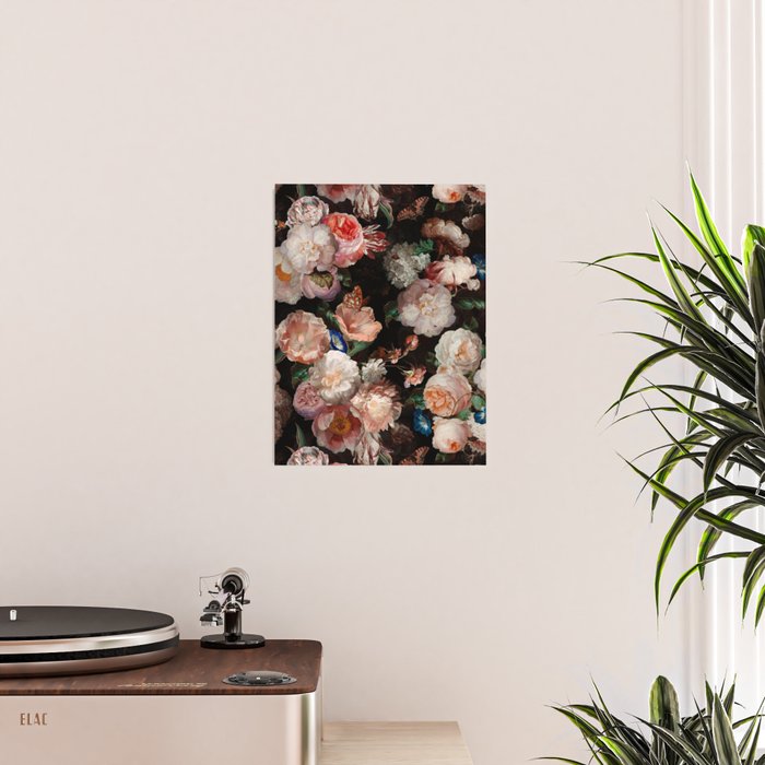 Baroque Flemish Rose Flowers Night Garden Poster Gallery Image 2