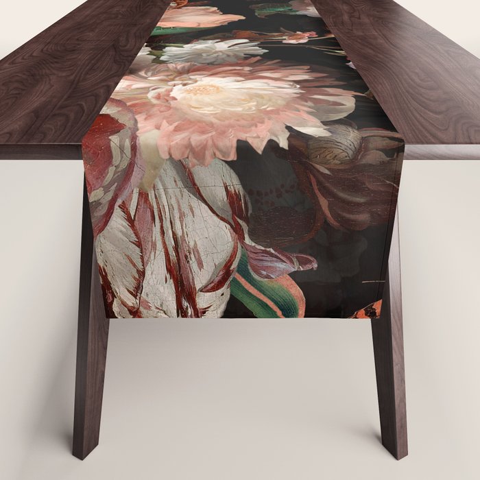 Baroque Flemish Rose Flowers Night Garden Table Runner Gallery Image 1