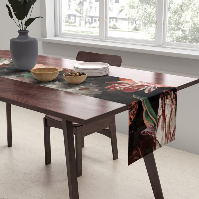 Baroque Flemish Rose Flowers Night Garden Table Runner Gallery Image 2