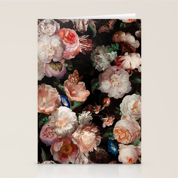 Baroque Flemish Rose Flowers Night Garden Stationery Card Gallery Image 2
