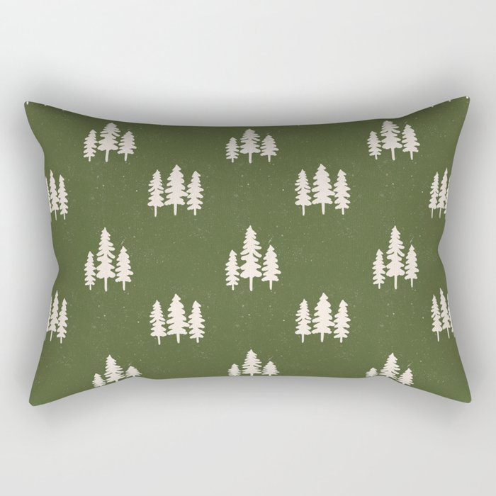 Forest Green Pines Trees Wanderlust Pattern Rectangular Pillow Gallery Image 1