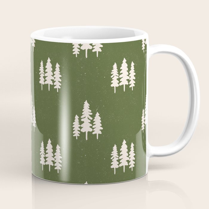Forest Green Pines Trees Wanderlust Pattern Coffee Mug Gallery Image 1