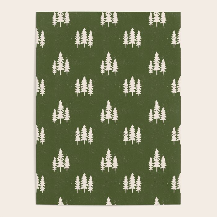 Forest Green Pines Trees Wanderlust Pattern Poster Gallery Image 4