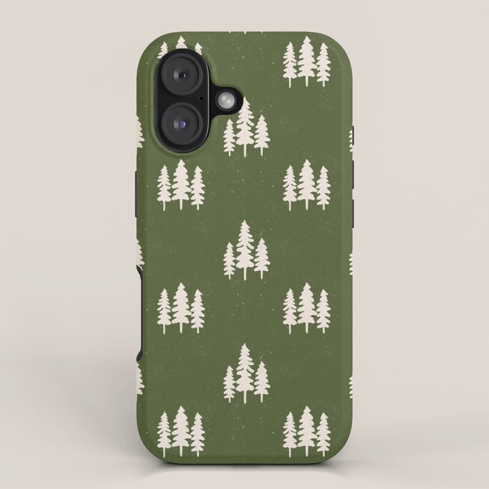 Forest Green Pines Trees Wanderlust Pattern iPhone Case Gallery Image 1