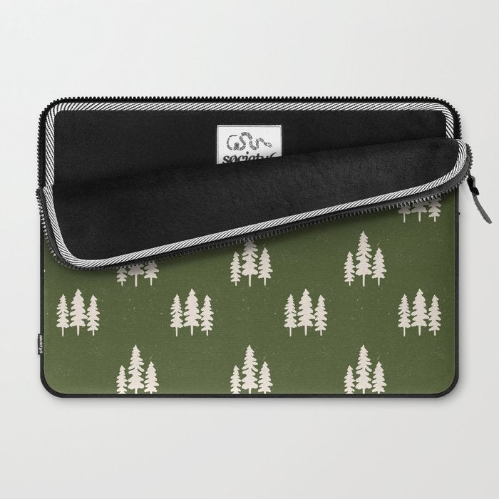Forest Green Pines Trees Wanderlust Pattern Laptop Sleeve Gallery Image 2