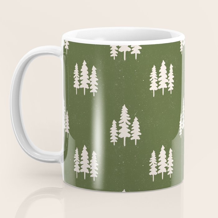 Forest Green Pines Trees Wanderlust Pattern Coffee Mug Gallery Image 3