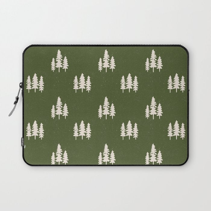 Forest Green Pines Trees Wanderlust Pattern Laptop Sleeve Gallery Image 1